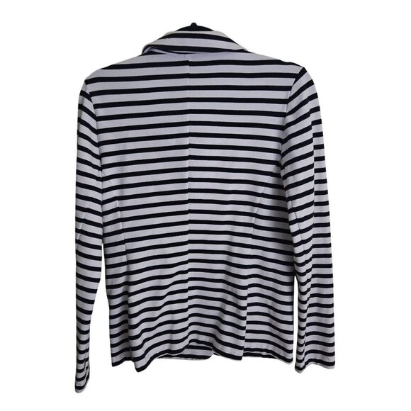 Tahari Navy White Striped Nautical Unstructured Blazer Size M - Picture 3 of 7